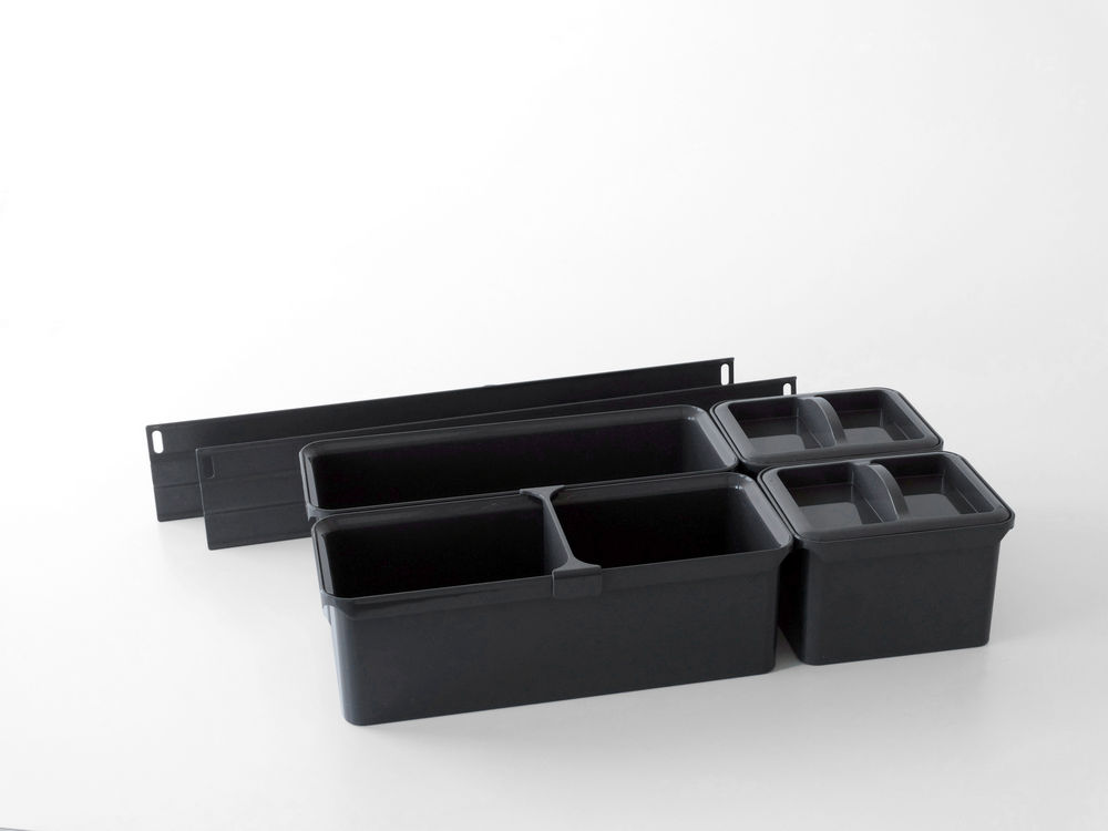 Набор емкостей №3 Юбокс, Диспенса / Диспенса Джуниор 300 мм, 2хбокса 1л., 2хбокса 2.1 л., 1хделитель, 2хкрышки, цвет АНТРАЦИТ